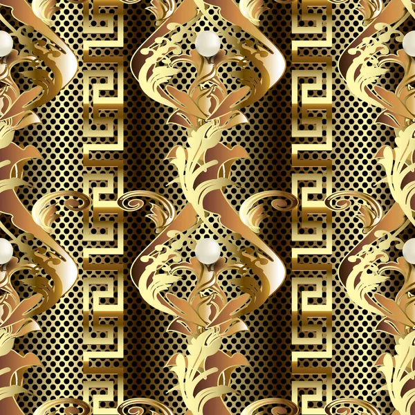 Oro Barroco Vector Patrón Sin Costura Vintage Antiguo Adorno Floral — Archivo Imágenes Vectoriales