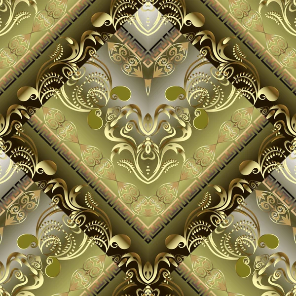 Moderne Orné Baroque Motif Vectoriel Sans Couture Clé Grecque Serpente — Image vectorielle