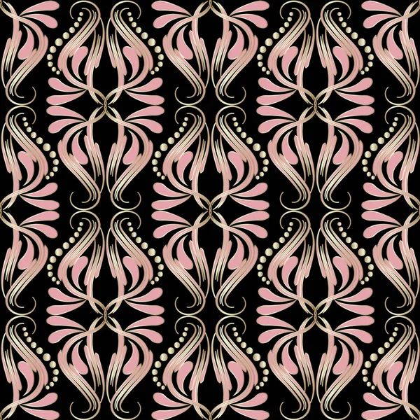 Vintage Damasco Floral Padrão Sem Costura Vetor Elegância Fundo Ornamental — Vetor de Stock