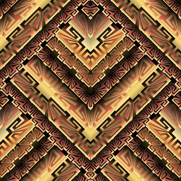 Ornado Geométrico Griego Vector Patrón Sin Costura Texturizado Ornamental Hermoso — Archivo Imágenes Vectoriales