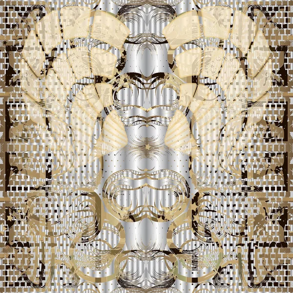 Сучасний Абстрактний Орнаментальний Вектор Безшовний Візерунок Геометричний Срібний Текстурований Фон — стоковий вектор