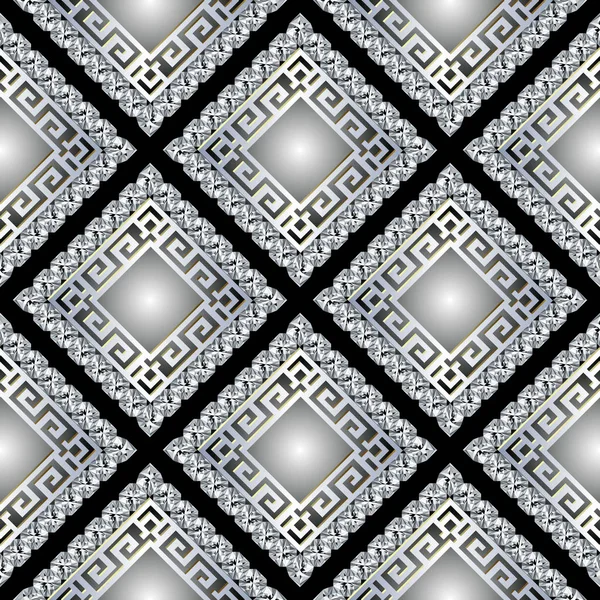 Прикраси Блискучий Кадрів Грецької Вектор Безшовні Візерунок Ювелірний Алмаз Rhombus — стоковий вектор