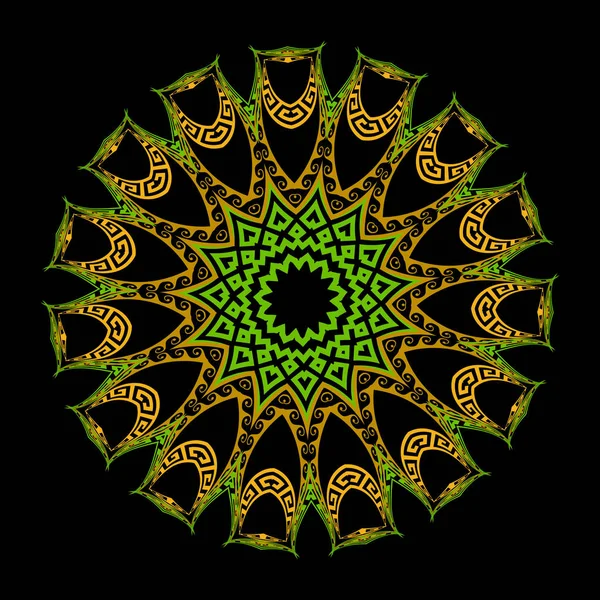Greek Colorful Mandala Pattern Greek Key Meanders Circle Floral Ornament — Stock Vector