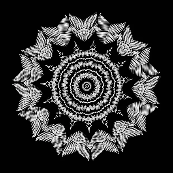 Bordado Grunge Padrão Mandala Estilo Étnico Floral Vetor Ornamental Texturizado — Vetor de Stock