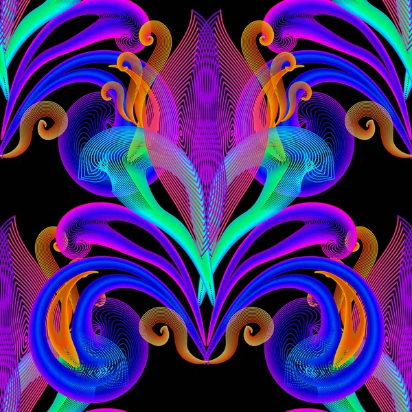 Текстурированный Цветочный Красочный Подсвеченный Вектор Бесшовный Узор Цветы Слона Фоне — стоковый вектор