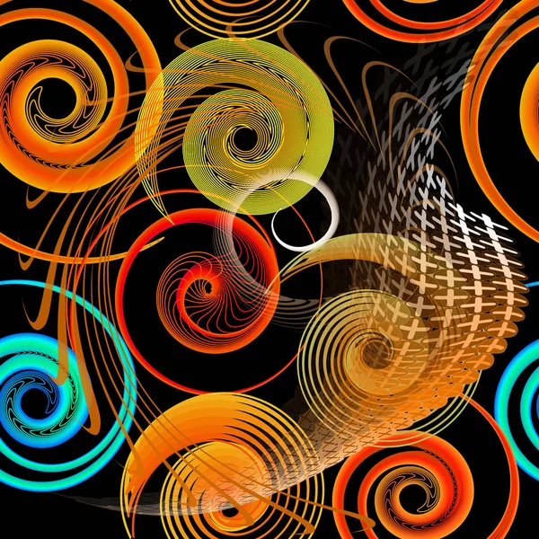 Цветные Светящиеся Линии Художественной Трактовки Размыли Спирали Плавный Рисунок Геометрический — стоковый вектор