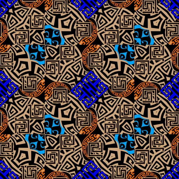 Decoratieve Kleurrijke Oudgrieks Vector Naadloze Patroon Abstracte Geometrische Achtergrond Herhaal — Stockvector