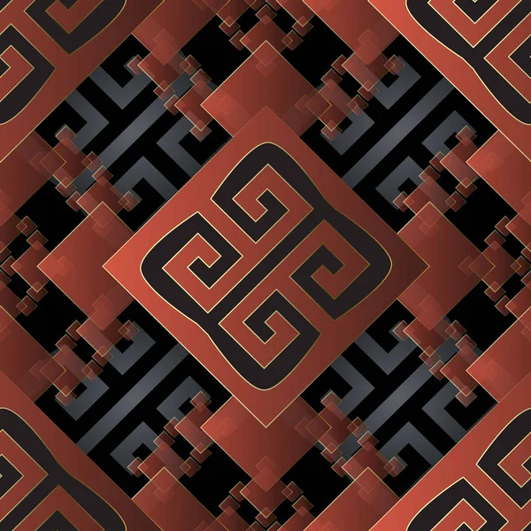 Griego Geométrico Vector Patrón Sin Costura Colorido Rombo Ornamental Cuadrados — Archivo Imágenes Vectoriales