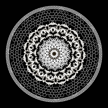 Barok vektör yuvarlak dantel mandala modeli. Süs çiçek gre