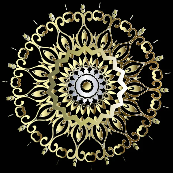 ゴールド バロック花丸マンダラ パターン。ベクター装飾スイス連邦工科大学 — ストックベクタ