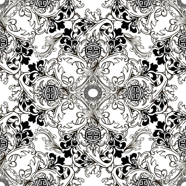 Barok czarny-biały vintage wektor wzór. Izolowanie — Wektor stockowy