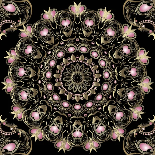 Vintage floral or Paisley vecteur motif mandala sans couture. Orne — Image vectorielle