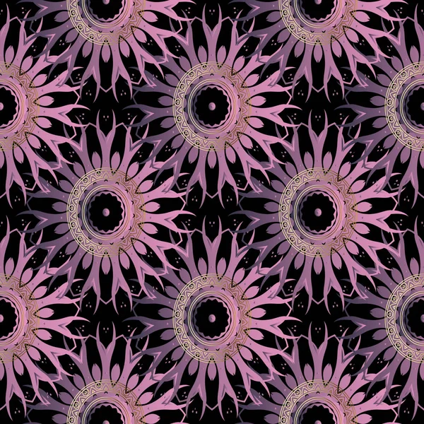 Elegancia floral vector patrón sin costuras. Hermoso azulejo violeta — Archivo Imágenes Vectoriales