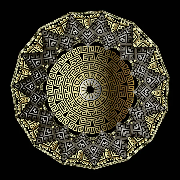 Vecteur ornemental grec rond motif mandala 3d. Orné floral — Image vectorielle