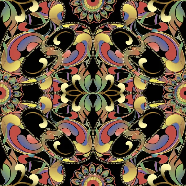 Padrão sem emenda bonito colorido ornamental do vector de Paisley. F — Vetor de Stock