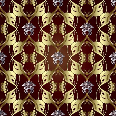 Barok altın vektör Dikişsiz desen. Süs çiçek damask 