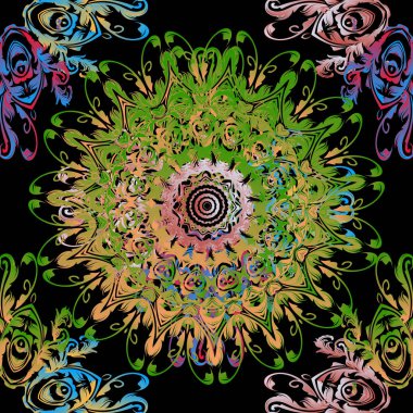 Vintage çiçek Barok vektör Dikişsiz Mandala desen. Süs