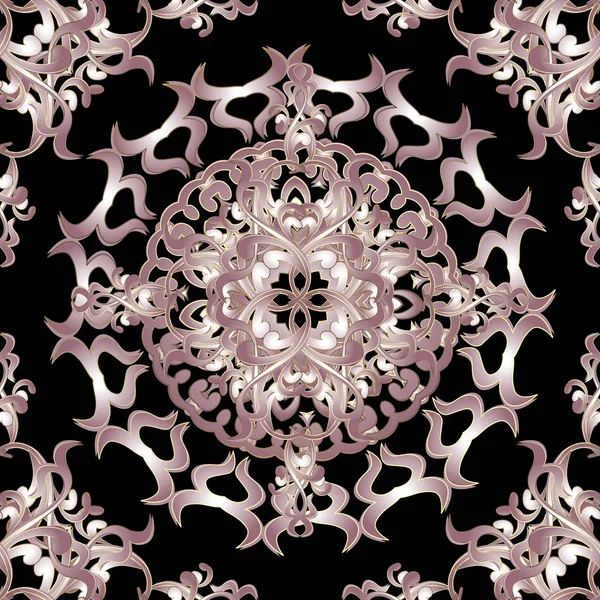 Patrón barroco ornamental floral sin costura mandala vector. Vint. — Archivo Imágenes Vectoriales