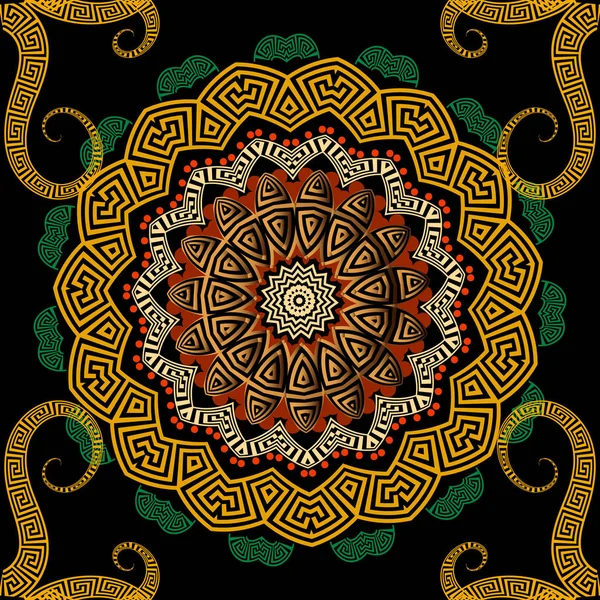 Griego vector colorido patrón mandala sin costura. Clave griega meande — Vector de stock