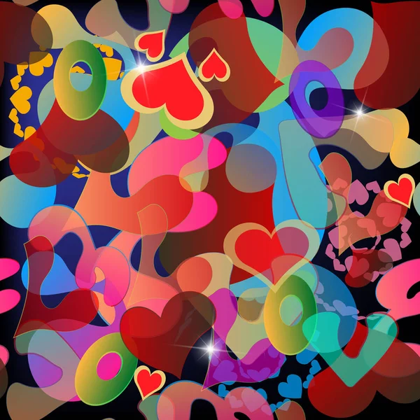 Cœurs d'amour abstraits colorés vecteur motif sans couture. Lumineux le — Image vectorielle