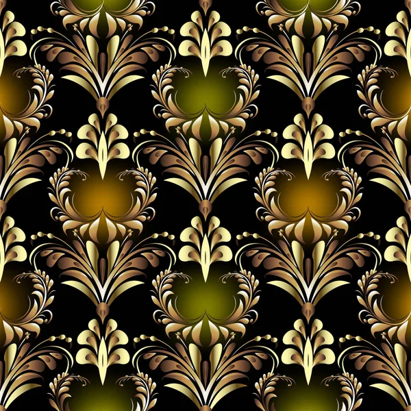 Hermoso vintage floral 3d vector patrón sin costuras. Coles brillantes — Vector de stock