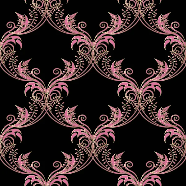 Vintage bloemen arabesque vector naadloze patroon. Decoratieve Dam — Stockvector