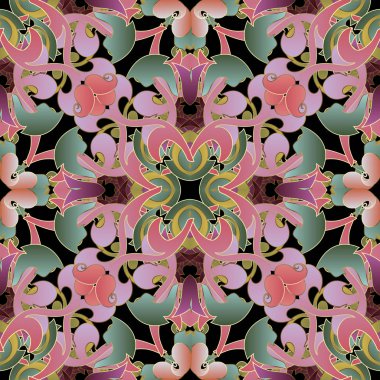Renkli güzel çiçek Paisley vektör seamless modeli. Elega
