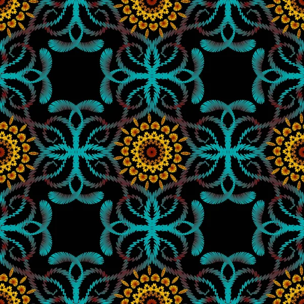 Texturizado tapiz floral Paisley vector patrón sin costuras. Colorf — Vector de stock