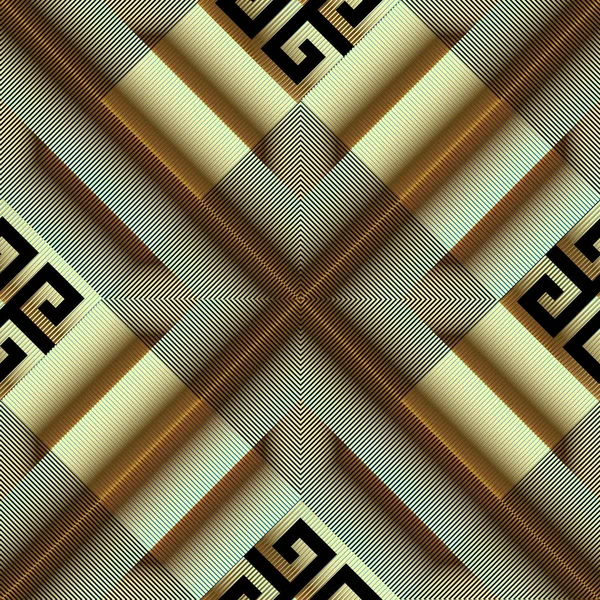 Grunge textured gold 3d greek vector seamless pattern. Surface o — Stock Vector