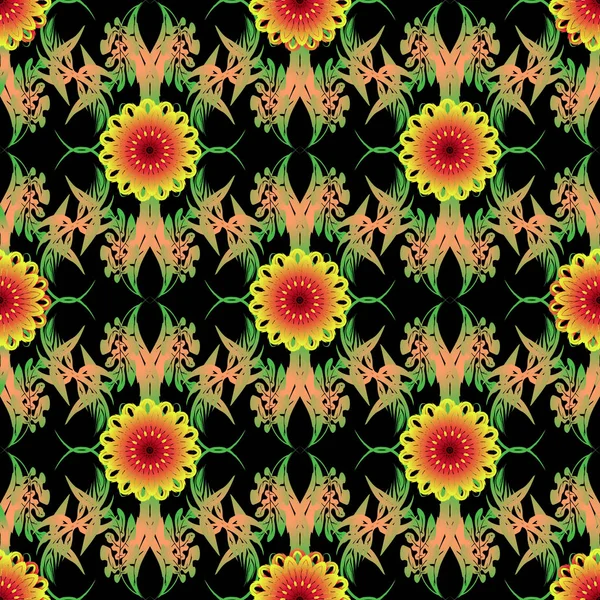 Coloré vintage floral motif fleuri vecteur sans couture. Ethnie s — Image vectorielle