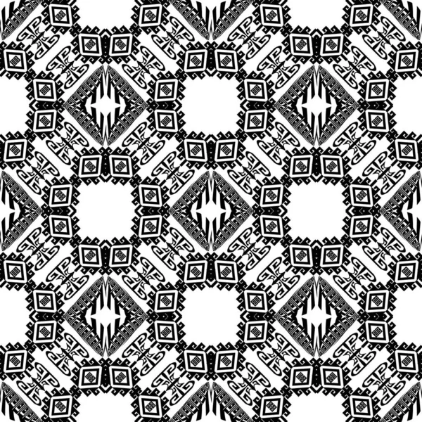 Motif moderne de vecteur grec géométrique tribal sans couture. Noir et — Image vectorielle