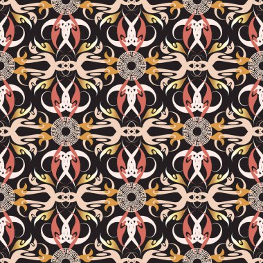 Çiçek dikişsiz desen. Yunan vektör arka plan. Vintage renk