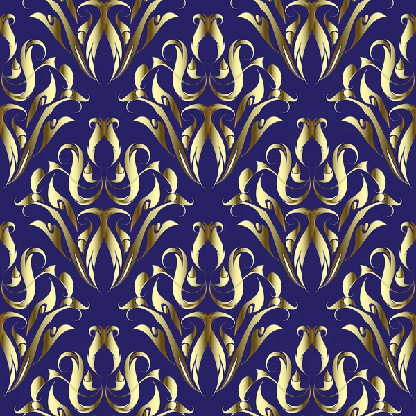 Gold Damask floral vector seamless pattern. Ornamental elegance — Stock Vector