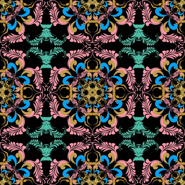 Vintage kleurrijke bloemen Paisley naadloze patroon. Vector ornamen — Stockvector