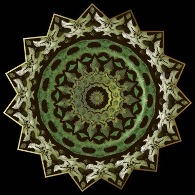 Nakış geometrik yuvarlak mandala deseni. Vektör süs ca