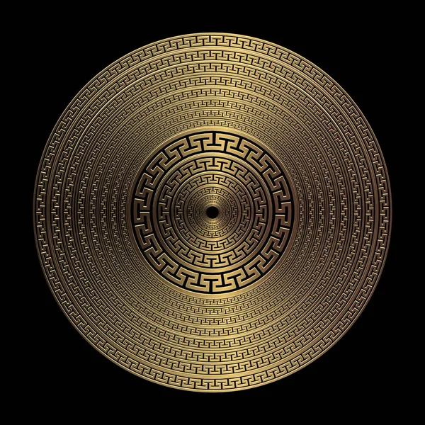 Altın 3d geometrik yunan vektör yuvarlak mandala desen. Süs