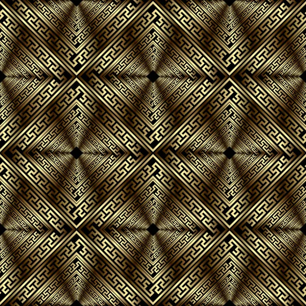 Géométrique or texturé 3d vecteur grec motif sans couture. Nom usuel — Image vectorielle