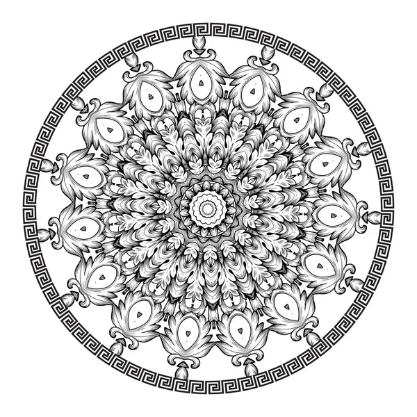 Vector barroco patrón de mandala redondo blanco y negro. Ornamental — Vector de stock