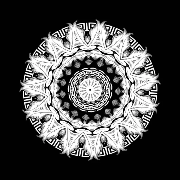 Vector barroco patrón de mandala redondo blanco y negro. Ornamental — Archivo Imágenes Vectoriales