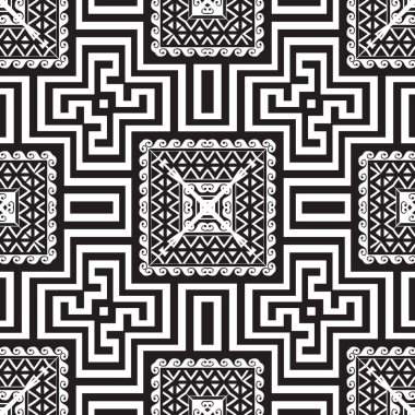 Geometrik yunan vektör dikişsiz desen. Süs siyahı ve w