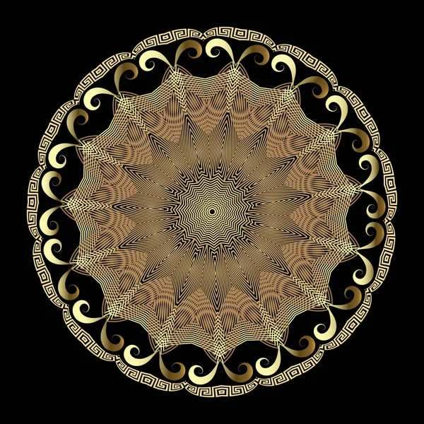 Altın çizgiler canlı 3d vektör mandala desen. Vintage süs