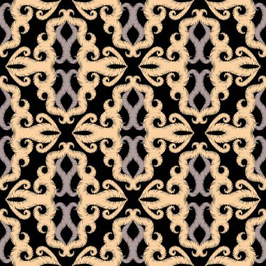 Nakış çiçek vektör dikişsiz desen. Damask grunge arabesq