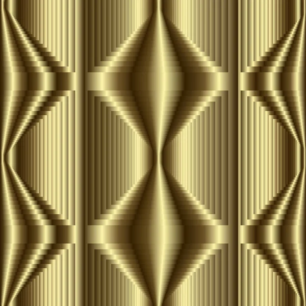 3d Gold textured geometric vector seamless pattern. Golden ornam — Stock Vector