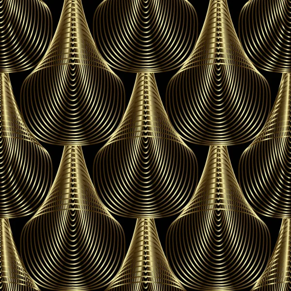 Abstrait or 3d lignes vectoriel motif sans couture. Nom géométrique ou nom — Image vectorielle