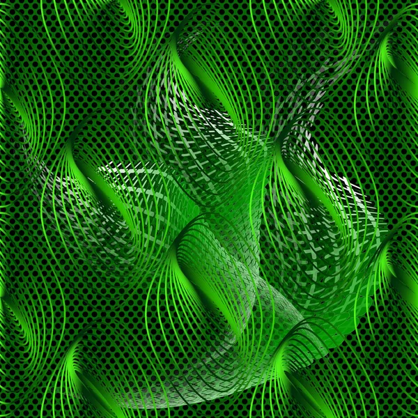 Modern hijau abstrak 3d vektor pola mulus. Teks kisi kurva - Stok Vektor