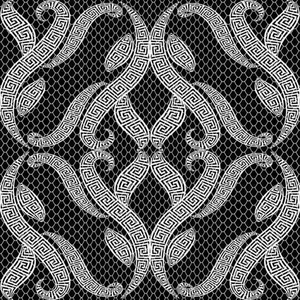 Vintage floral vetor Damasco sem costura padrão. Preto ornamental —  Vetores de Stock