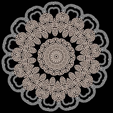 Yunan süs yuvarlak mandala desen. Vektör güzel geometr