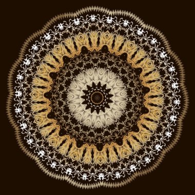 Nakış dantel dokulu çiçek mandala desen. Vektör renkli