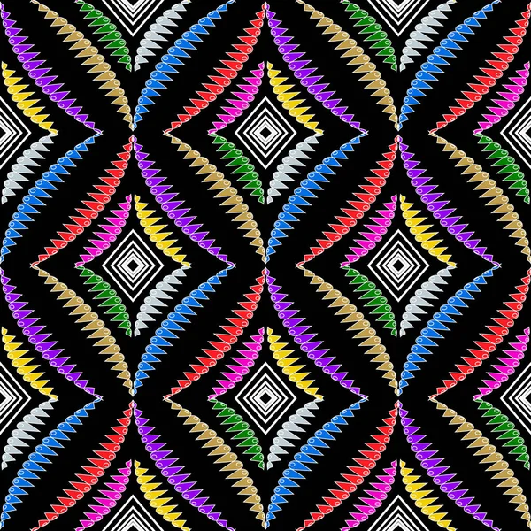 Padrão sem emenda vetorial ziguezague colorido. Geoma ornamental tribal —  Vetores de Stock