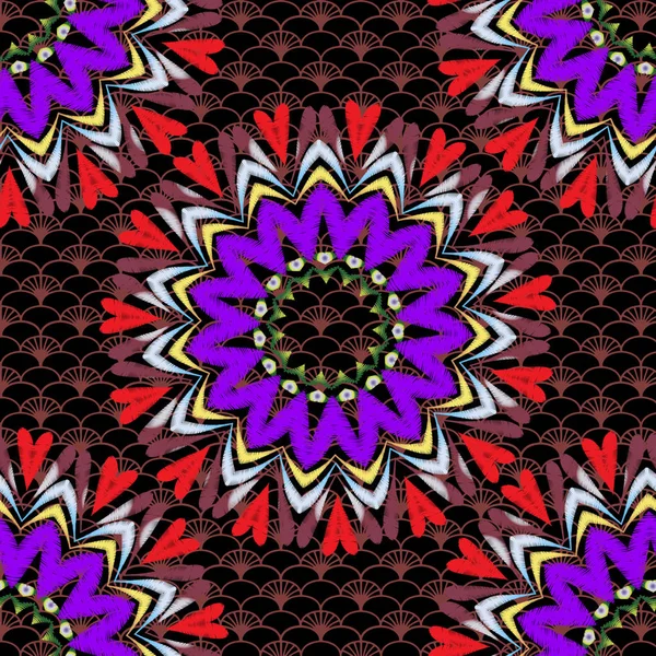 Tapestry Floral vector naadloze Mandala patroon. Sier Colo — Stockvector